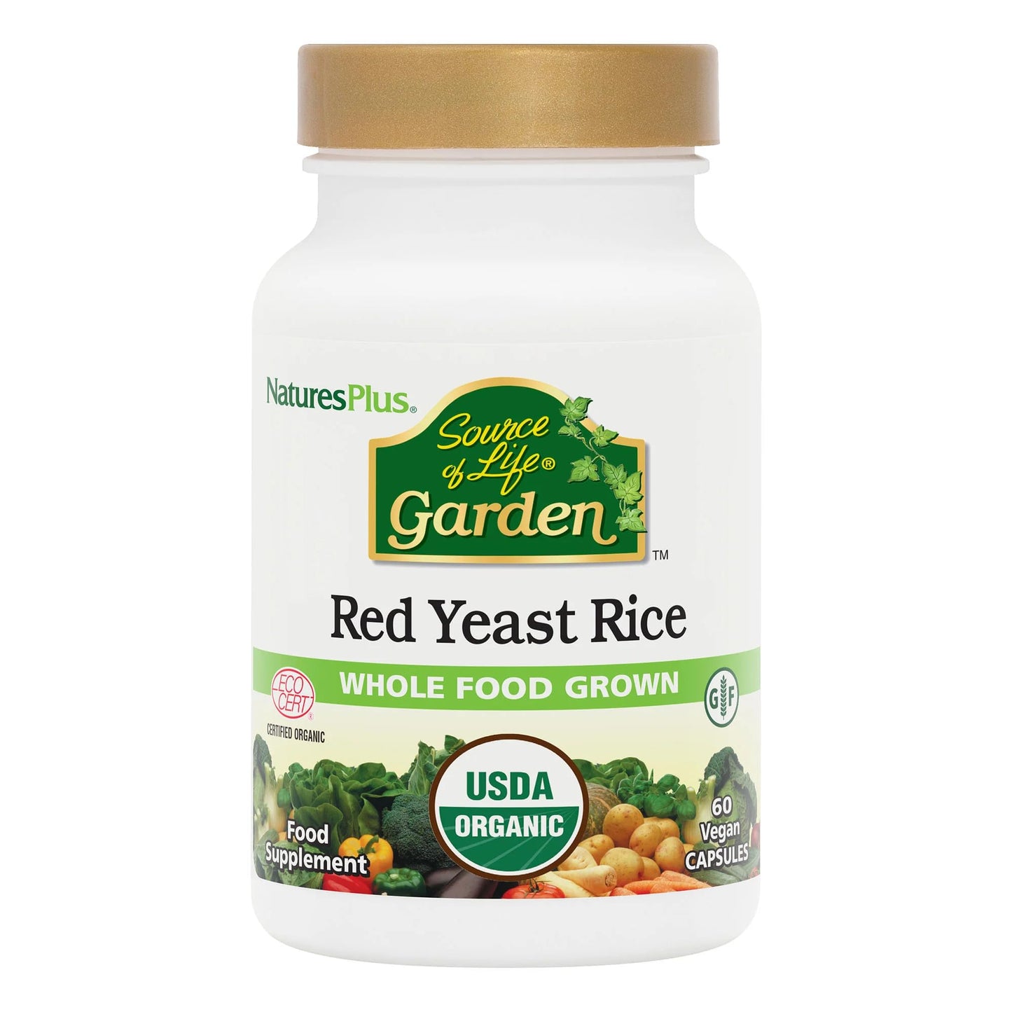 Natures Plus Source of Life Garden Red Yeast Rice 600 mg – 60 Vegan Capsules | Organic, Gluten-Free
