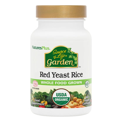 Natures Plus Source of Life Garden Red Yeast Rice 600 mg – 60 Vegan Capsules | Organic, Gluten-Free