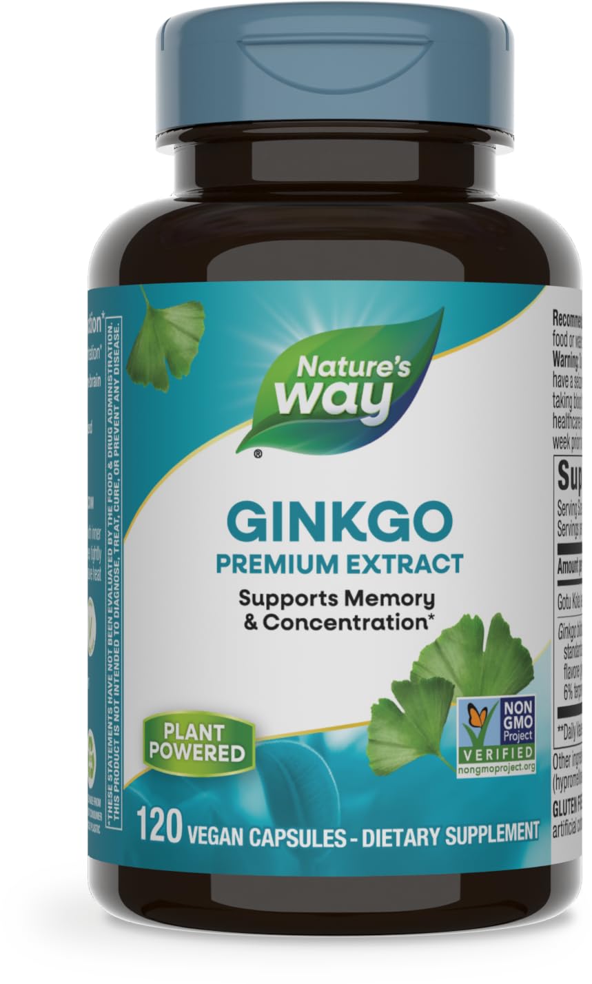 Nature's Way Ginkgo Premium Extract – Memory & Concentration, 120 Capsules