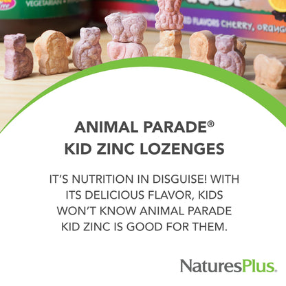 NaturesPlus Animal Parade KidZinc Tangerine – 90 Lozenges | Organic Chelated Zinc, Vegan