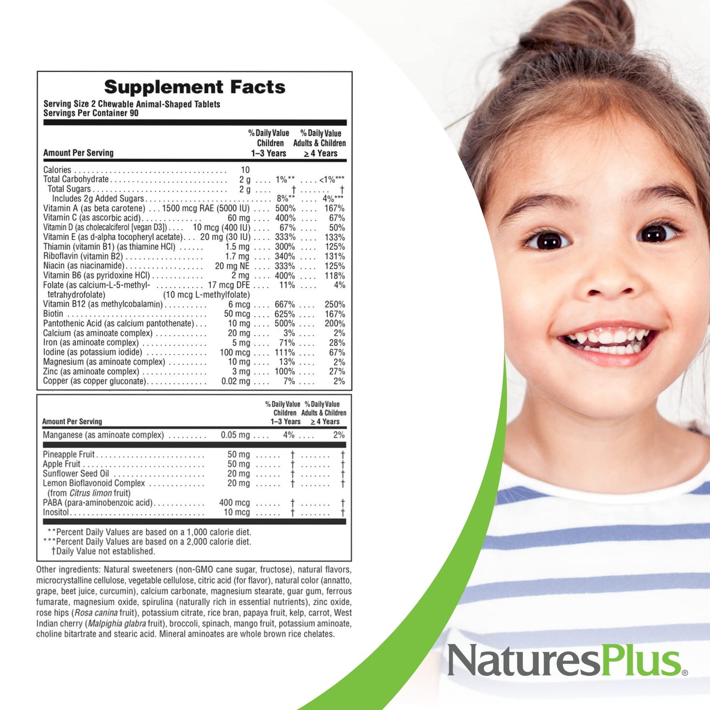 NaturesPlus Animal Parade Children's Multivitamin - 270 Total Servings, 3-Pack (180 Tablets Each) - Vegan & Gluten Free