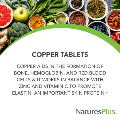 NaturesPlus Copper 3 mg - 90 Tablets | Supports Wellness, Gluten Free