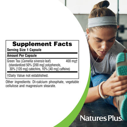 NaturesPlus Herbal Actives Green Tea - 60 Capsules (Non-GMO, Vegan)