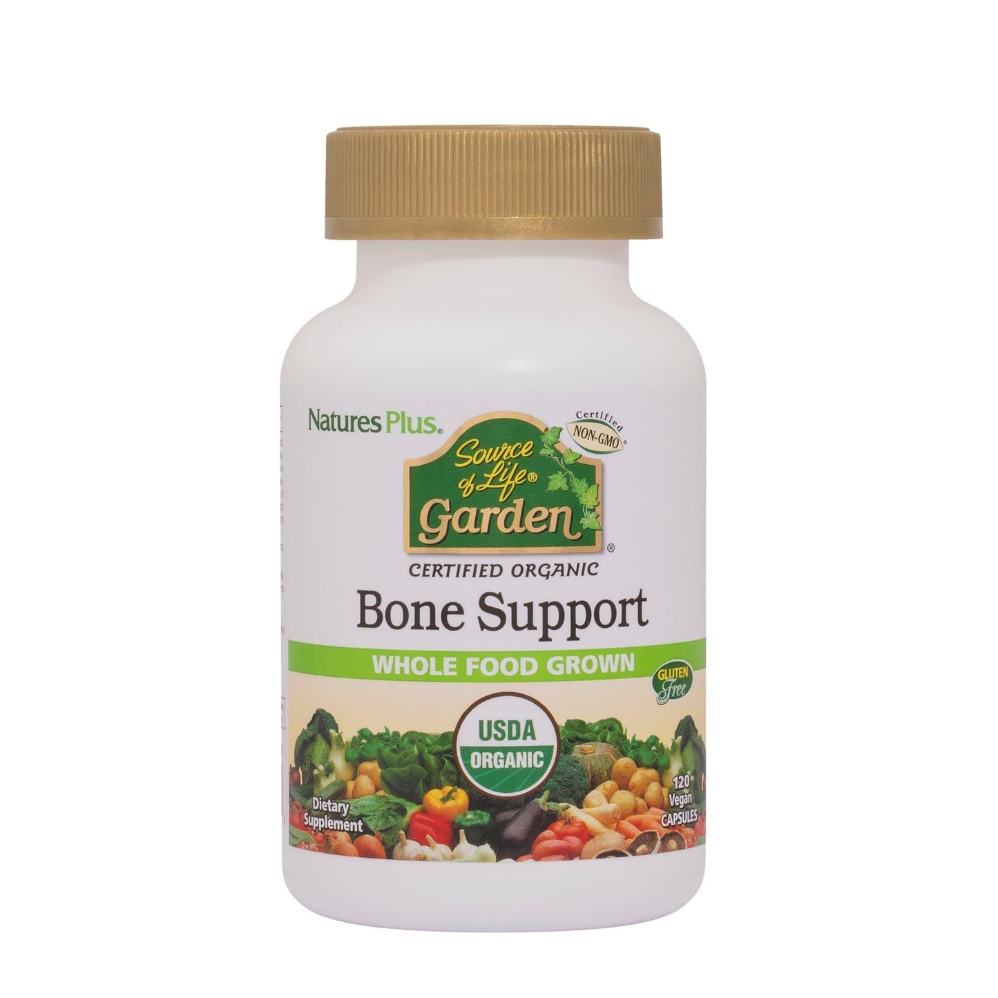 NaturesPlus Source of Life Garden Organic Bone Supplement with AlgaeCal – 1000 mg Calcium/Magnesium, 120 Vegan Capsules (30 Servings)