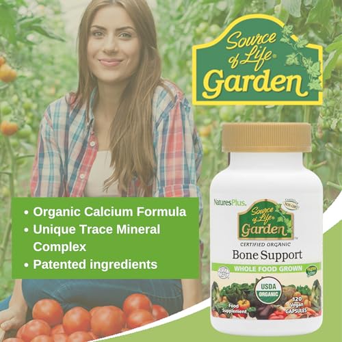 NaturesPlus Source of Life Garden Organic Bone Supplement with AlgaeCal – 1000 mg Calcium/Magnesium, 120 Vegan Capsules (30 Servings)