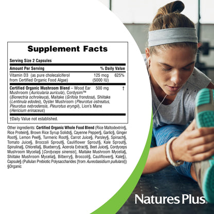NaturesPlus Source of Life Garden Vitamin D3-60 Vegan Capsules | Immune Support, Organic, Non-GMO, Gluten Free