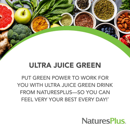 NaturesPlus Ultra Juice Green Powder – Organic Greens, 60 Servings