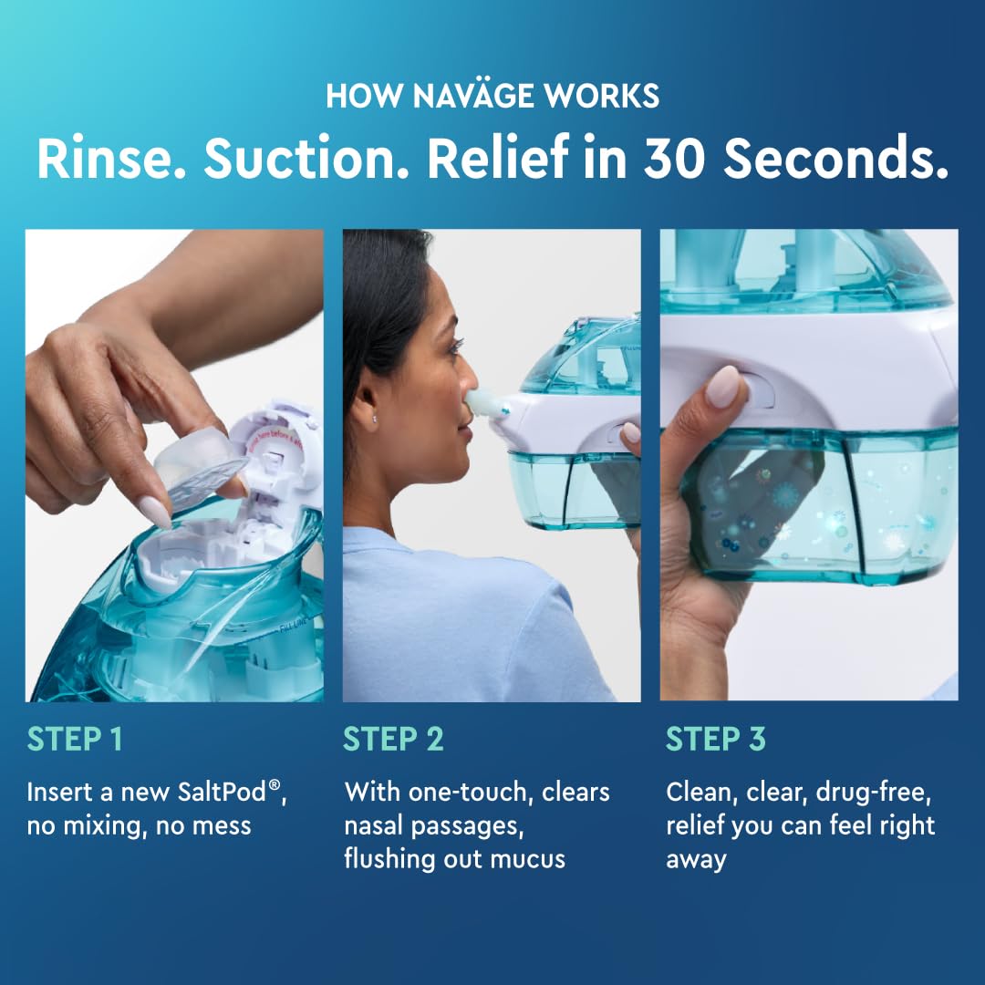 Navage Deluxe Bundle Nasal Irrigation System – SaltPods, Travel Bag & Caddy