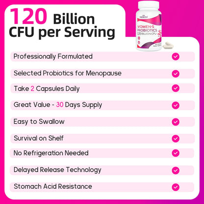 Negima Menopause Probiotics – 120B CFU, 13-in-1 Herbal Blend, 120 Capsules