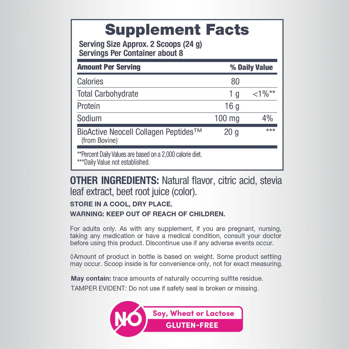 NeoCell Super Collagen Peptides – 10g Per Serving, Berry Lemon, Gluten Free, Keto, Non-GMO, Grass-Fed | 6.7 oz Canister