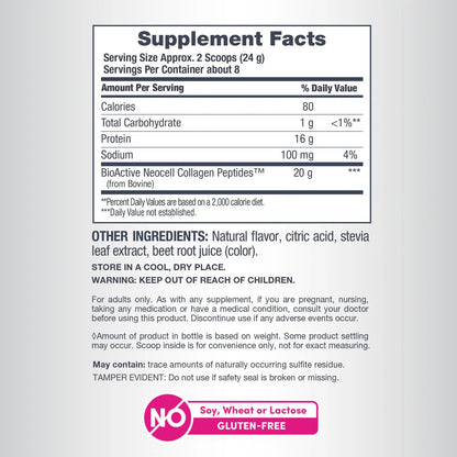 NeoCell Super Collagen Peptides – 10g Per Serving, Berry Lemon, Gluten Free, Keto, Non-GMO, Grass-Fed | 6.7 oz Canister