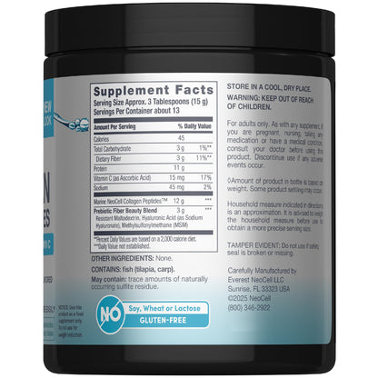 NeoCell Marine Collagen – Unflavored Powder with Hyaluronic Acid, MSM & Vitamin C | 7 oz Canister