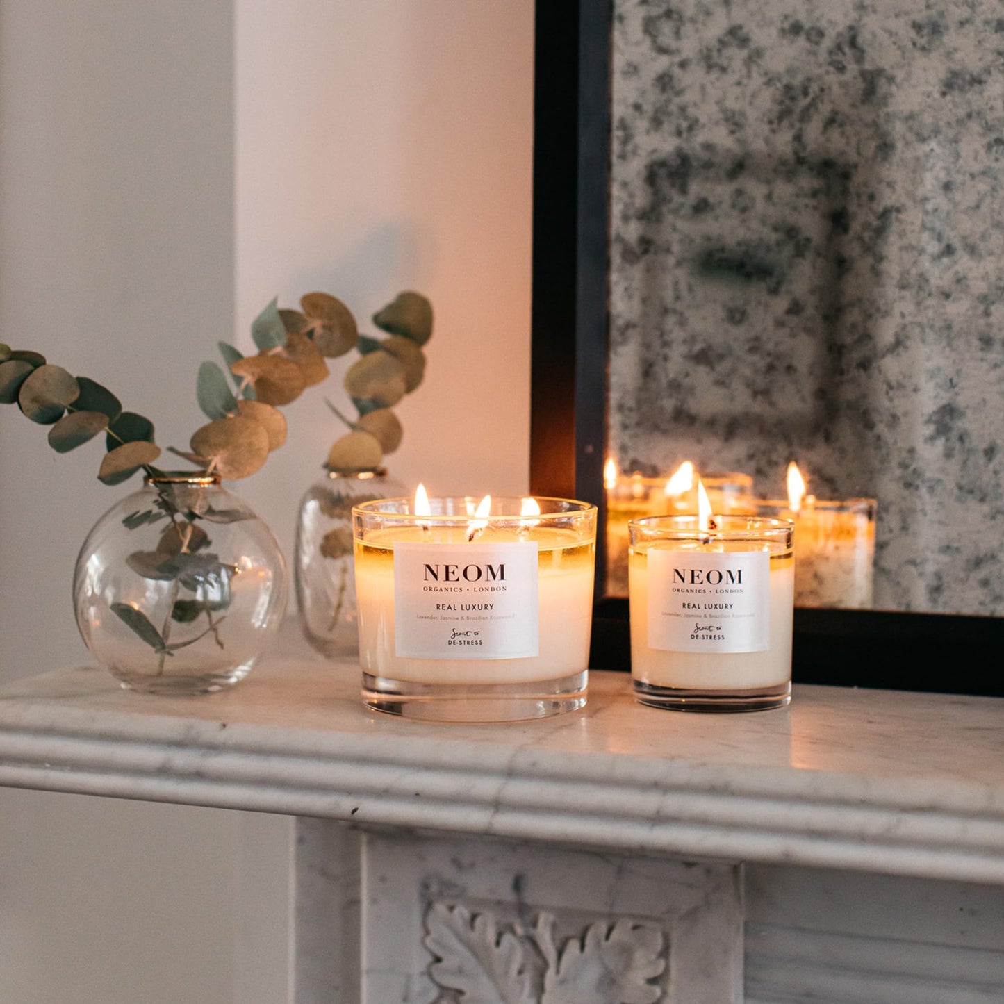 NEOM 3 Wick Candle – Lavender, Jasmine & Sandalwood | Luxury Aromatherapy & De-Stress Scent