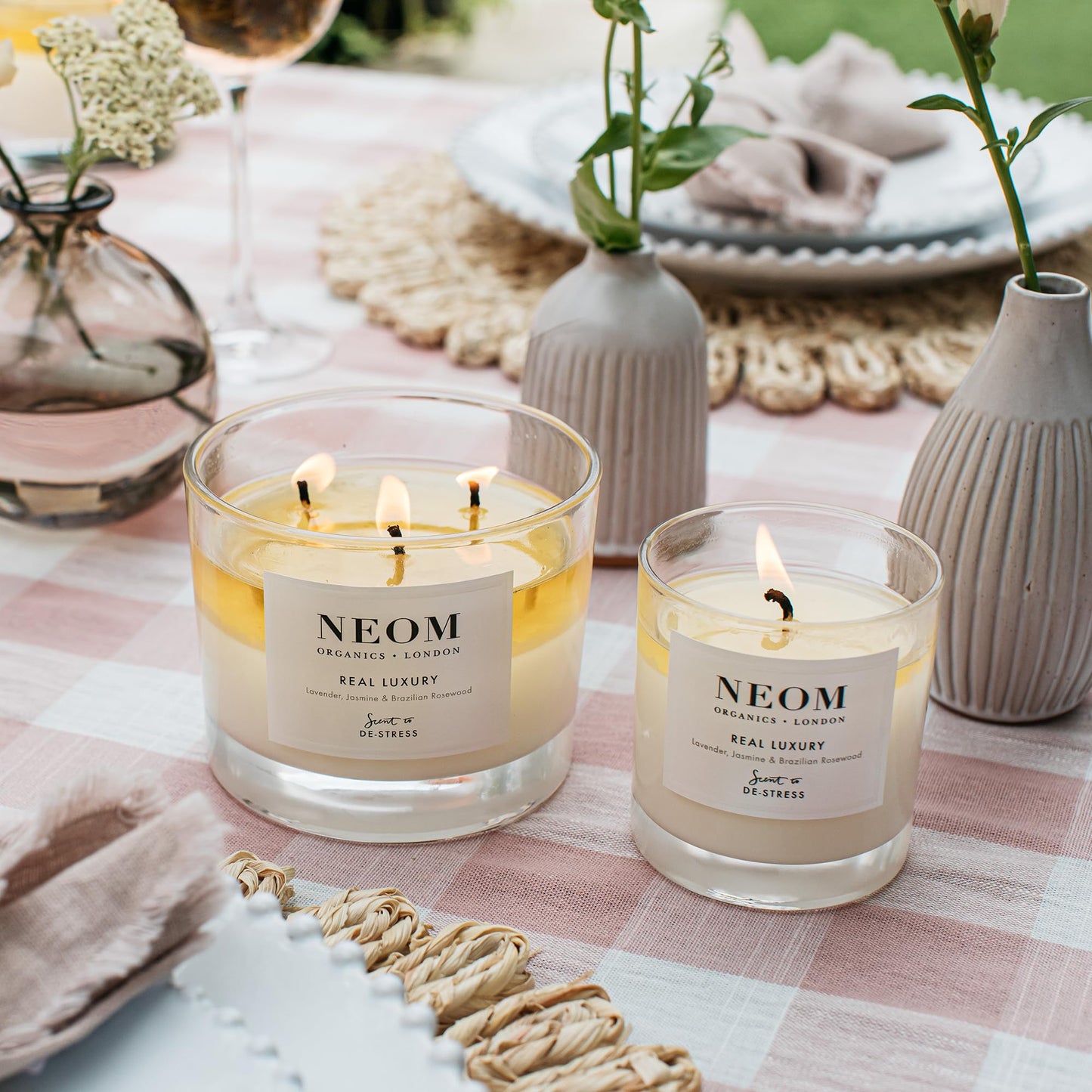 NEOM 3 Wick Candle – Lavender, Jasmine & Sandalwood | Luxury Aromatherapy & De-Stress Scent