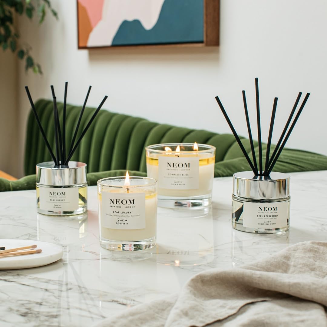 NEOM 3 Wick Candle – Lavender, Jasmine & Sandalwood | Luxury Aromatherapy & De-Stress Scent