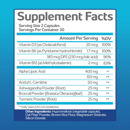Nerve Recovery Max - Non-GMO Advanced Nerve Support Supplement with Vitamin D3 & Alpha Lipoic Acid | Made in USA, 30-Day Supply