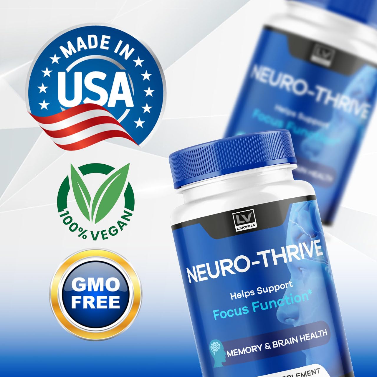 (2 Pack) Neuro Thrive Brain, Official Neuro Thrive Advanced Formula, Neuro Thrive Brain Capsules, Neuro Thrive Cognitive Function, Neuro Thrive Reviews, 120 Capsules for 2 Months