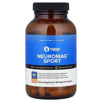 Designs for Sport NeuroMag - Supports Brain Health & Function* - With Magtein Magnesium L-Threonate - Vegetarian - 90 Capsules, 30 Servings