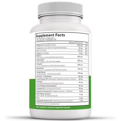 NEW AGE AREDS 2 Eye Vitamin Contains Bilberry 6000mg Lutein (32mg), Grape seed (6000 mg), Eyebright (1000 mg), and Zeaxanthin (8 mg) - 120 Count