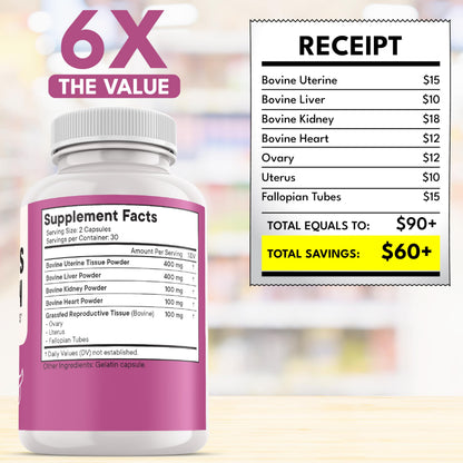 NEW AGE Beef Organ Supplement for Women - Grass-Fed, Pasture Raised - 60 Capsules