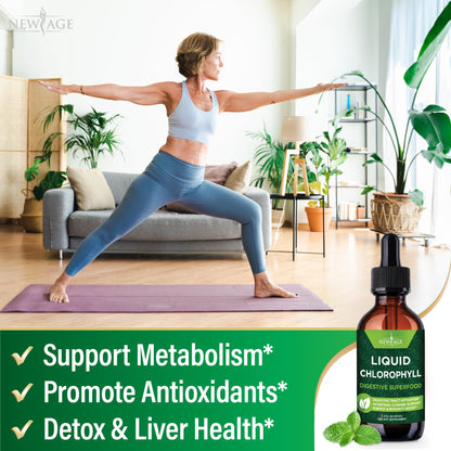 NEW AGE Chlorophyll Liquid Drops – Energy, Digestion & Immune Support (2 fl oz)