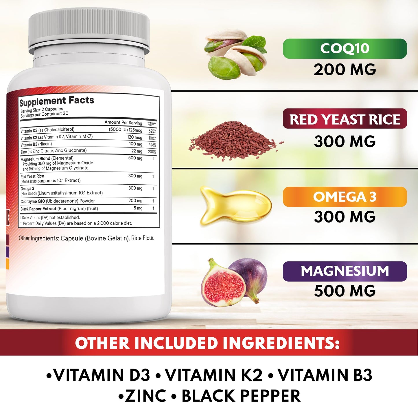 New Age CoQ10 200mg with Red Yeast Rice & Omega-3-6-9 – 120 Count