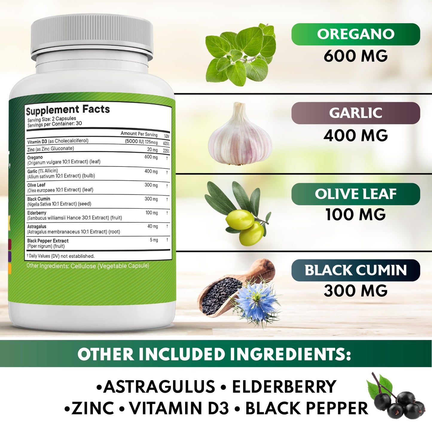 NEW AGE Oregano Oil Garlic Extract Olive Leaf with Astragalus – 60 Count