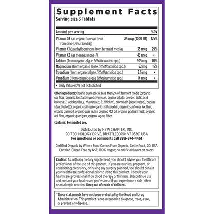 New Chapter Bone Strength Calcium Supplement with Vitamin D3, K2, Magnesium - 120 Tablets