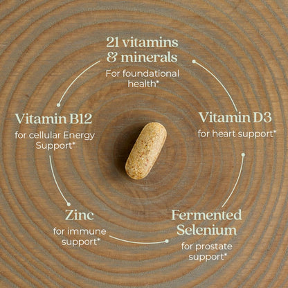 New Chapter Men's Multivitamin for Immune, Energy & Heart Health – Fermented Nutrients, Organic Vegetables & Herbs | 48 ct
