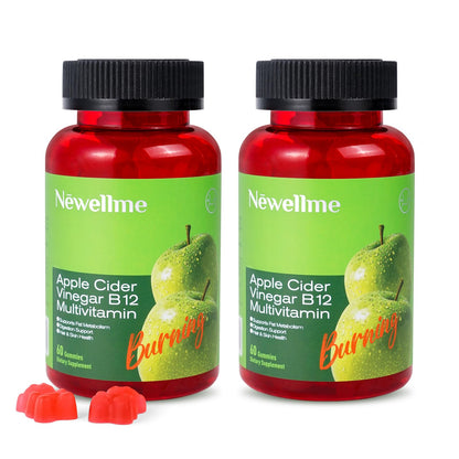 NEWELLME Sugar-Free Apple Cider Vinegar Gummies with B12 – Non-GMO ACV Supplement, 120 Gummies
