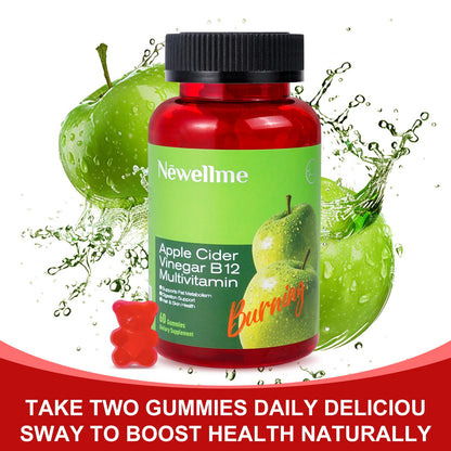 NEWELLME Sugar-Free Apple Cider Vinegar Gummies with B12 – Non-GMO ACV Supplement, 120 Gummies