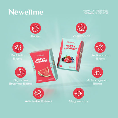 NEWELLME Happy Cleaner Super Greens Powder – Watermelon & Berry Variety Pack, 28 Packets