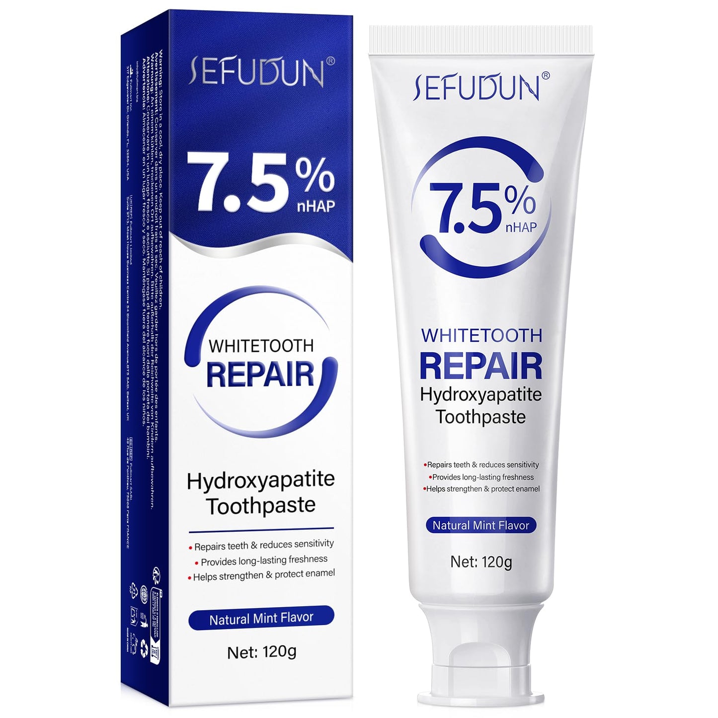 7.5% Nano Hydroxyapatite Toothpaste | Whitening & Enamel Repair NHAP-PRO 120g