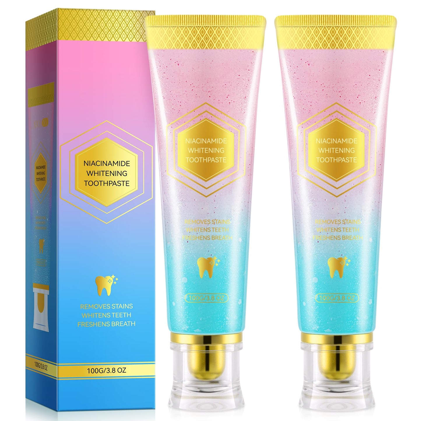 Niacinamide Whitening Toothpaste – Mint & Peach, 3.53oz (2-Pack)