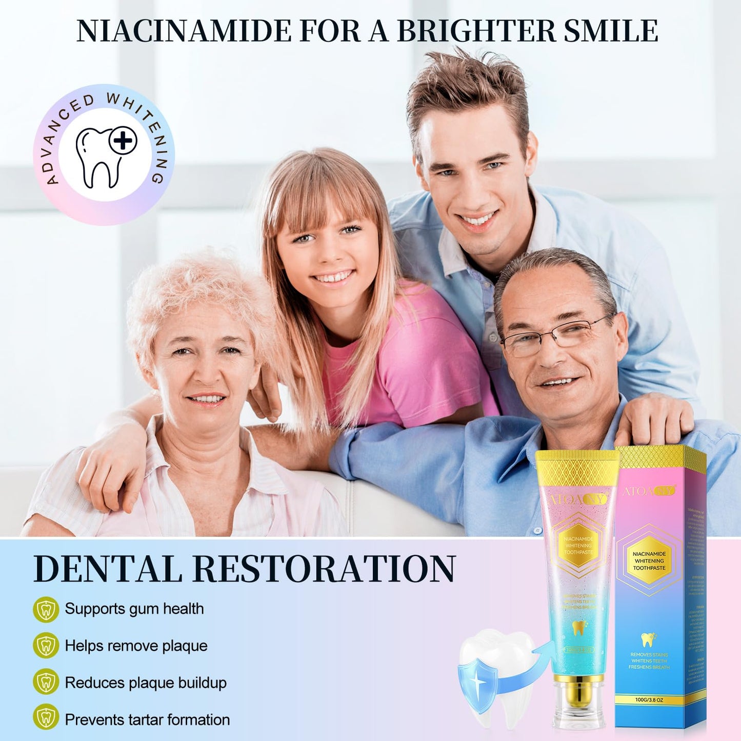 Niacinamide Whitening Toothpaste 7.6 Oz – Fresh Breath & Enamel Protection