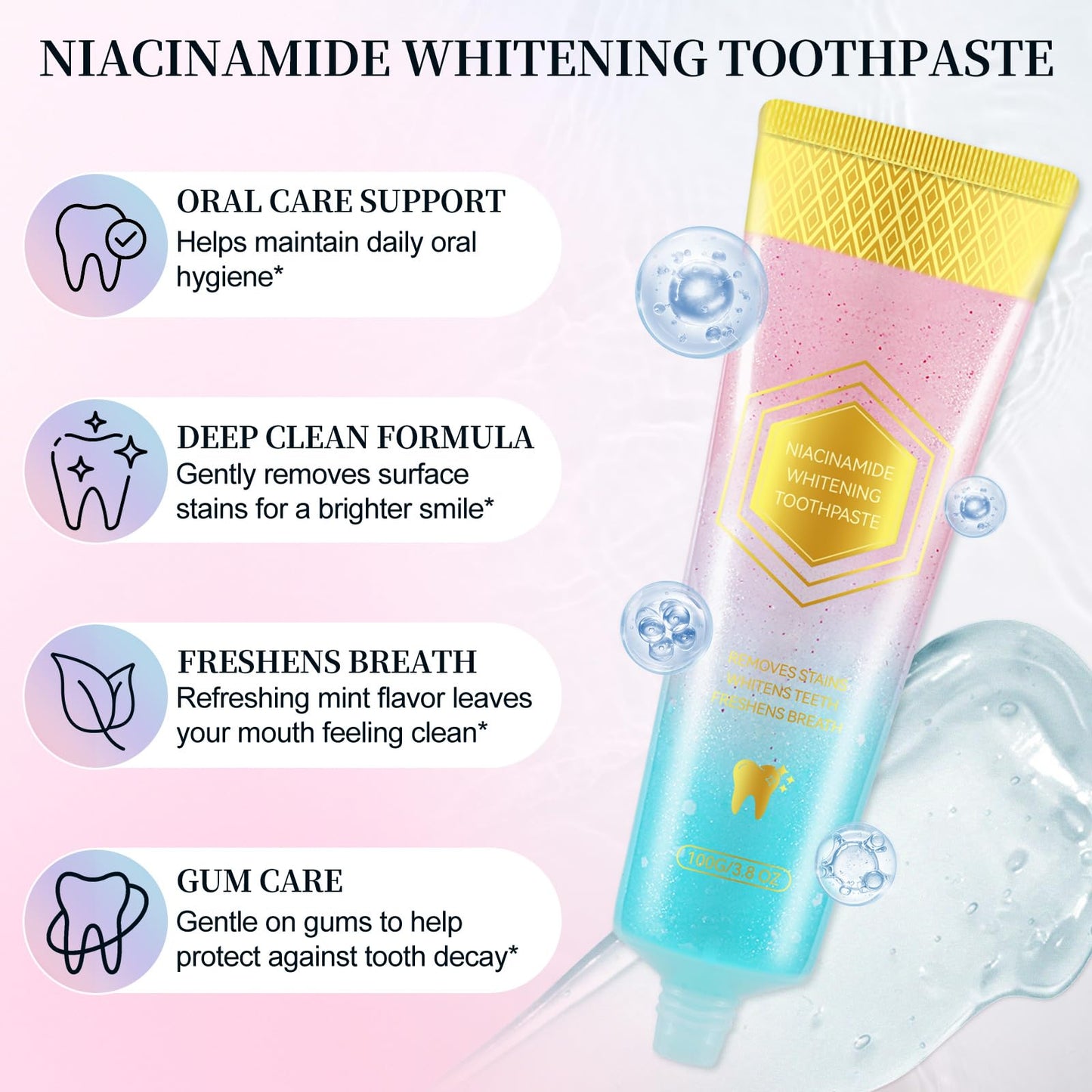 Niacinamide Whitening Toothpaste – Enamel Repair, Stain Removal (2 PCS)