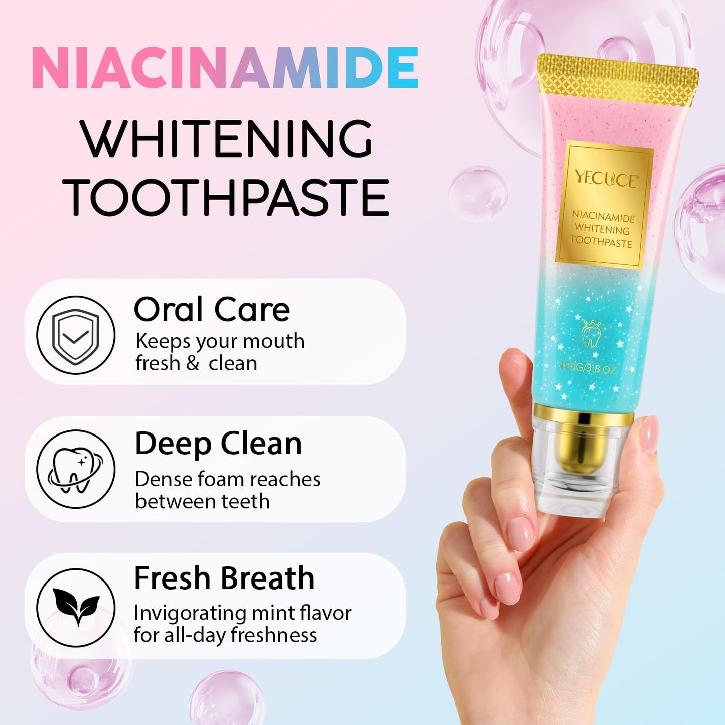 2 Pcs Niacinamide Whitening Toothpaste - Enamel Protection, Fluoride-Free, For Sensitive Teeth
