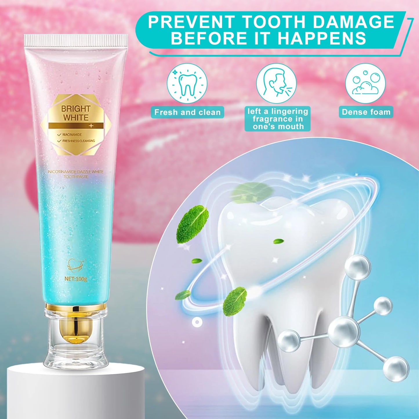 Niacinamide Whitening Toothpaste – Natural, Mild & Non-Irritating for Fresh Breath and Oral Health