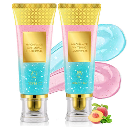 Niacinamide Whitening Toothpaste 2Pack - Gum Care Strengthen, Tooth Enamel, Prevent Cavities, Fresh Breath, Gentle & Non-lrritating, Fluoride-Free