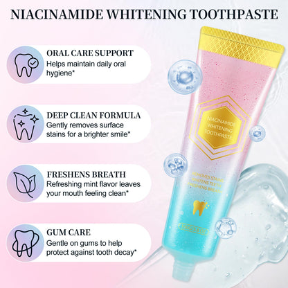 Niacinamide Whitening Toothpaste – 2 Pack, Gentle Care, Stain Removal, Gum Health & Enamel Protection