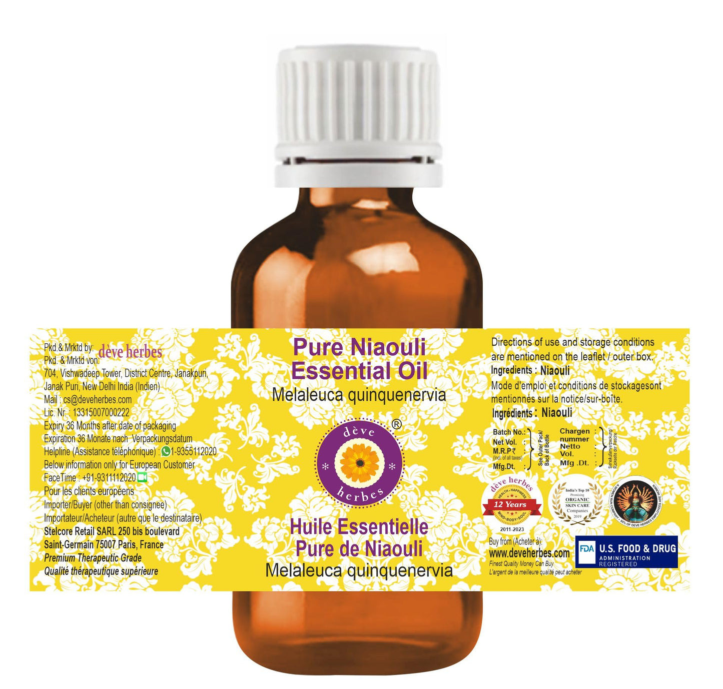Deve Herbes Pure Niaouli Essential Oil – Steam Distilled 100ml