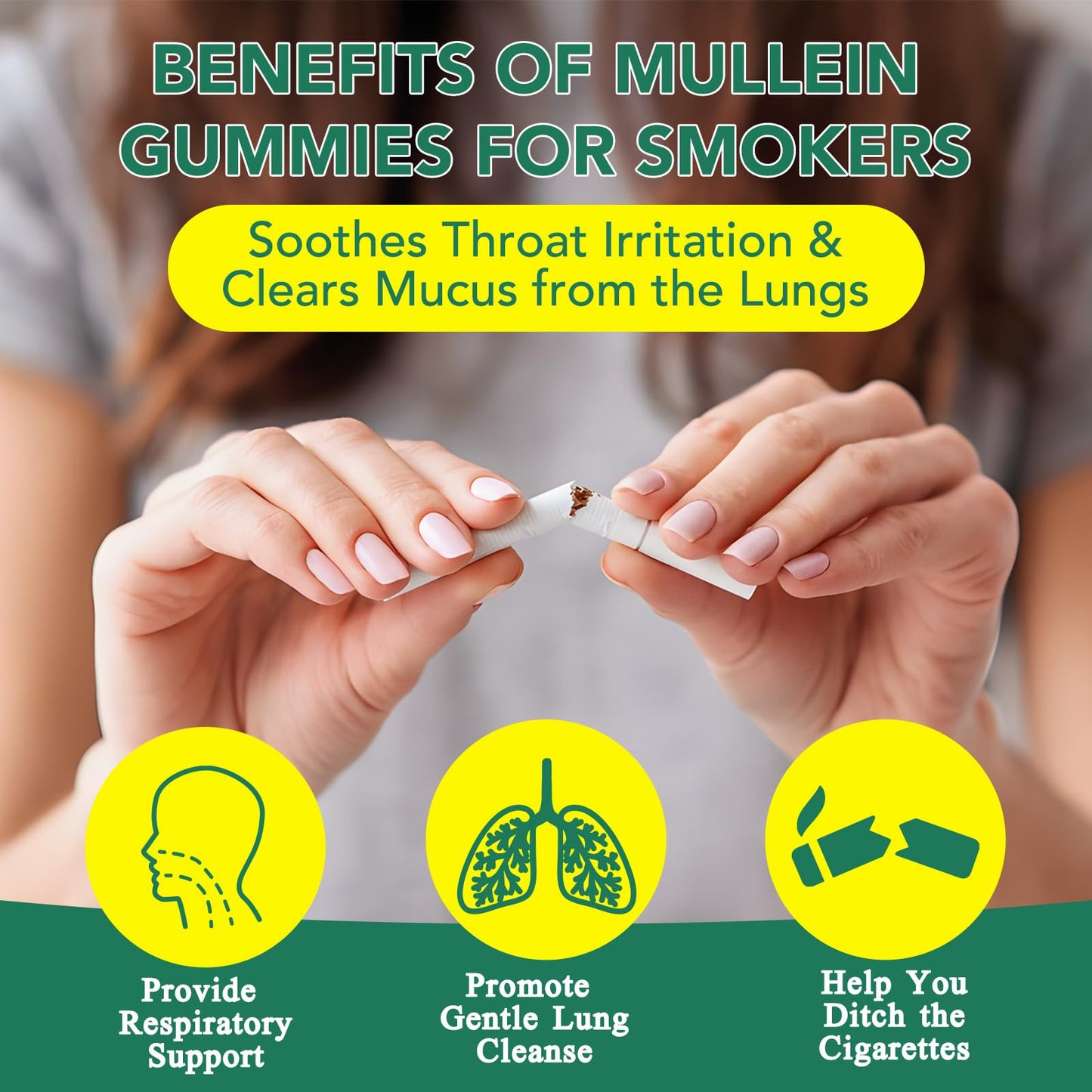 NIFEISHI Mullein Gummies for Lungs – 2000mg Mullein Leaf, Pear Flavor, 60 Gummies