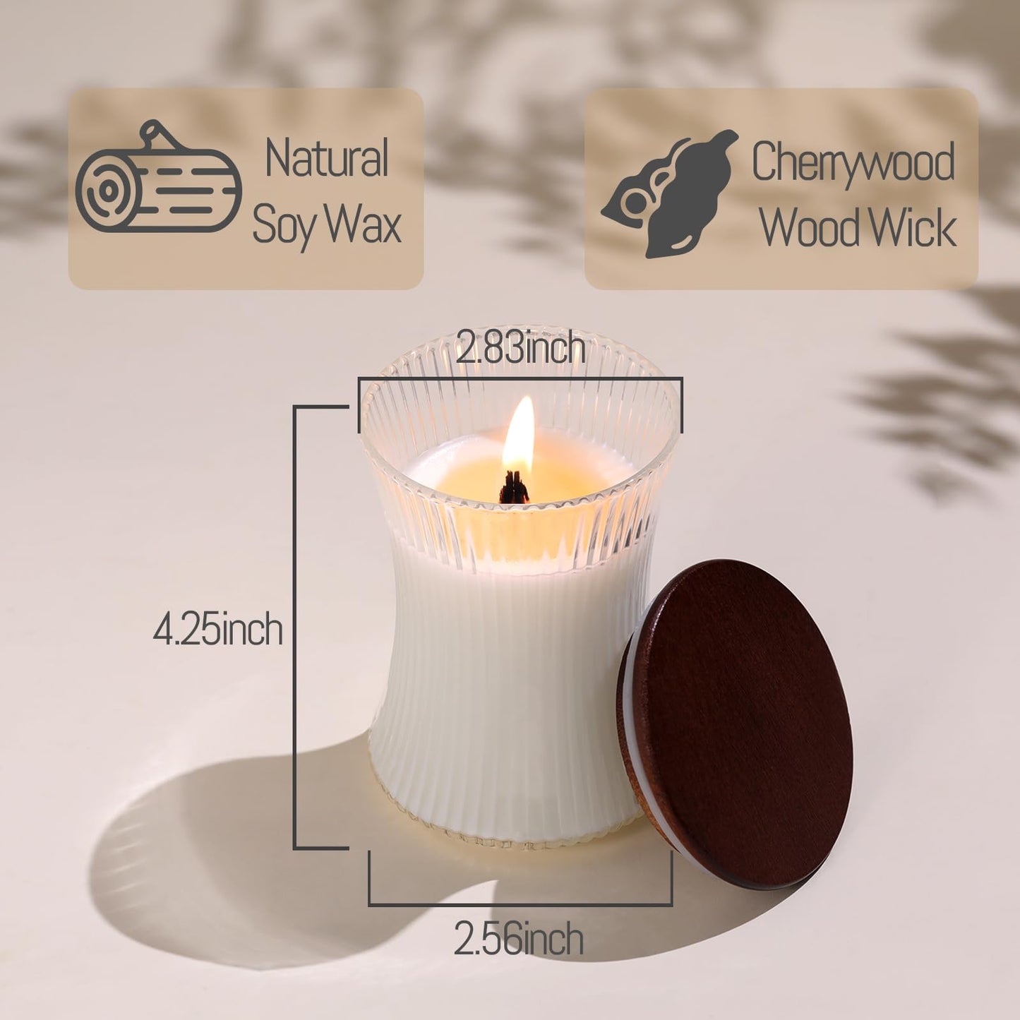 NITIME 2pcs Lavender Scented Candles – Natural Soy, Wood Wick, 7.05oz