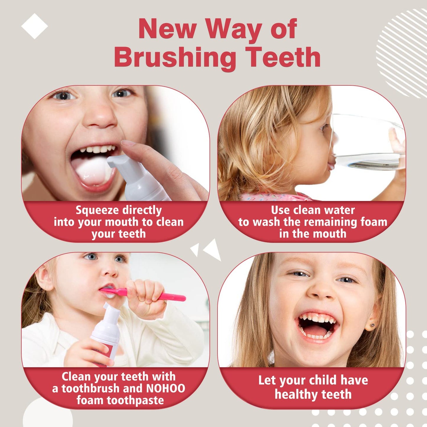 NOHOO Fluoride Free Foam Toothpaste for Kids – Strawberry & Orange Training Toothpaste | Baby & Toddler Oral Care