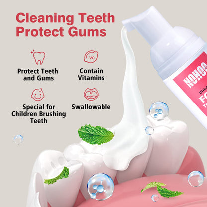 NOHOO Fluoride Free Foam Toothpaste for Kids – Strawberry & Orange Training Toothpaste | Baby & Toddler Oral Care
