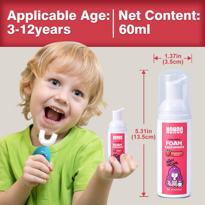 NOHOO Fluoride Free Foam Toothpaste for Kids – Strawberry & Orange Training Toothpaste | Baby & Toddler Oral Care