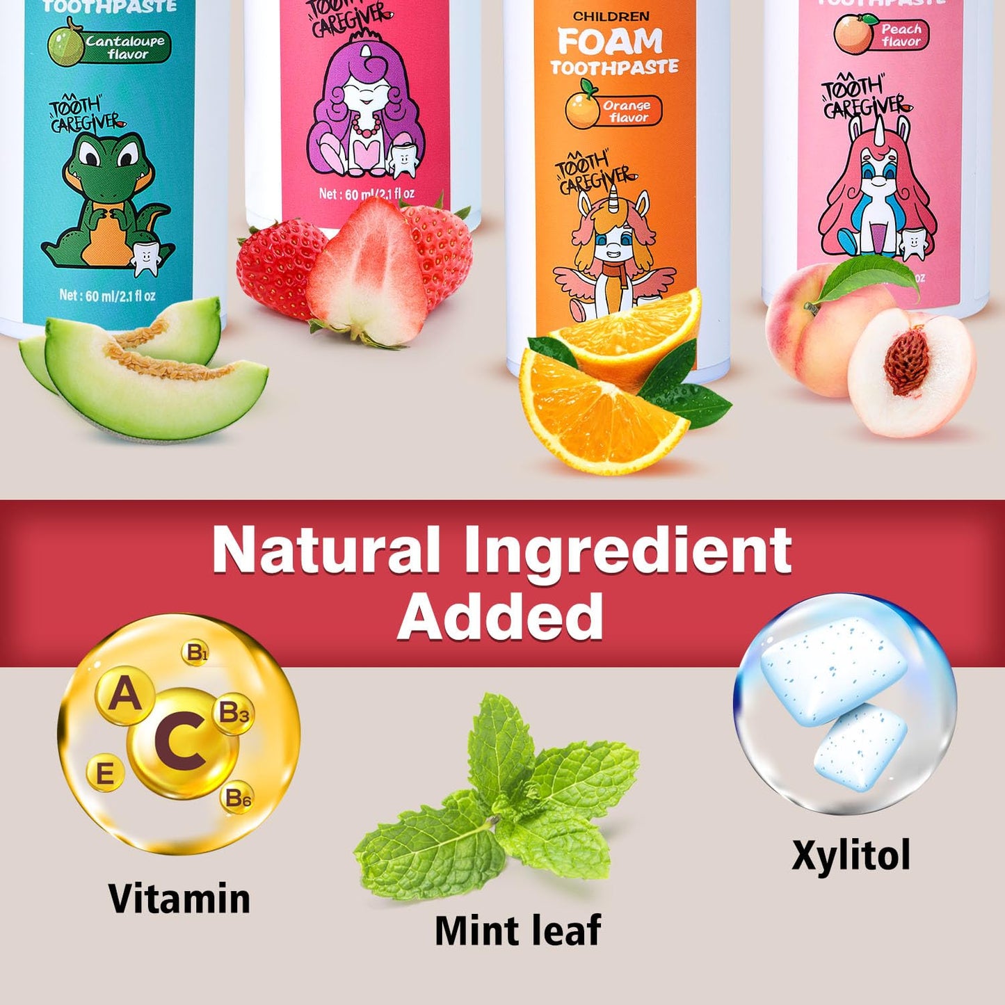 NOHOO Fluoride Free Foam Toothpaste for Kids – Strawberry & Orange Training Toothpaste | Baby & Toddler Oral Care