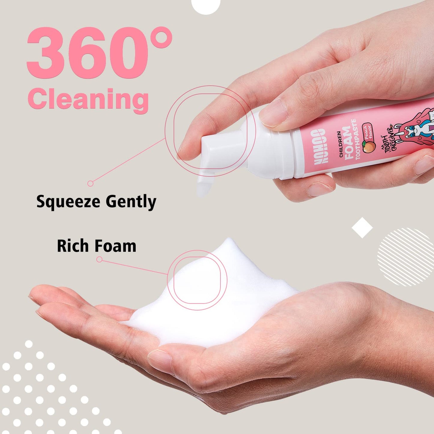 NOHOO Fluoride Free Foam Toothpaste for Kids – Peach & Cantaloupe