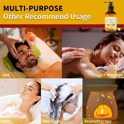 Ginger Massage Oil for Lymphatic Drainage, Sore Muscle Relief & Spa Therapy