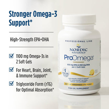 Nordic Naturals ProOmega Lemon Flavor - 90 Soft Gels | 1280 mg Omega-3 (EPA & DHA) | Supports Brain, Heart, Immune Health | Non-GMO